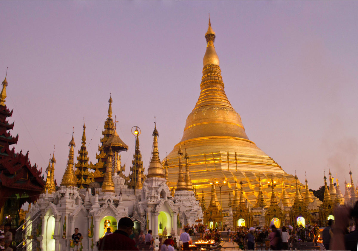Golden Temple in Yangon, Myanmar
